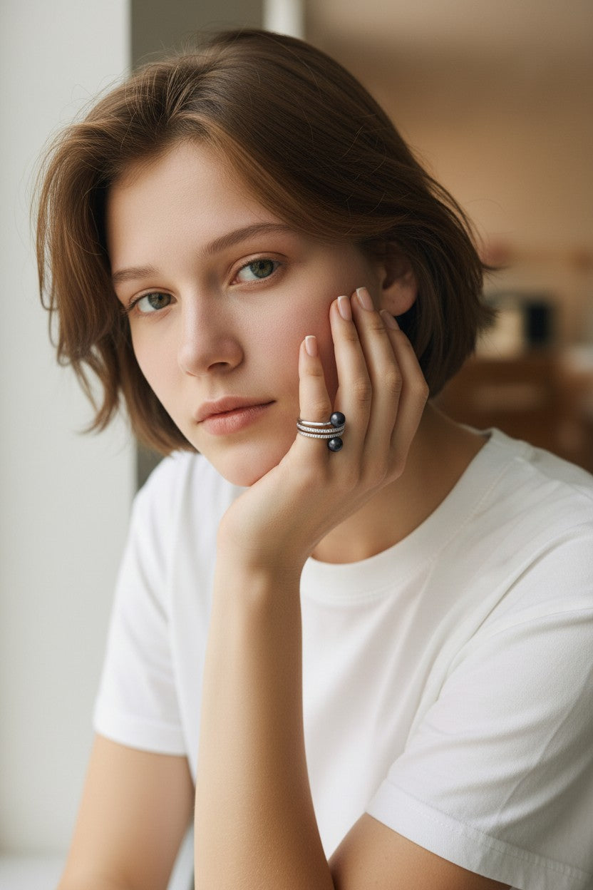 Bague Perles de Culture Black Tahiti perlinea
