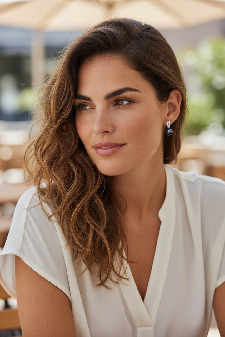 Boucles d’Oreilles PERLINEA – Perles de Culture Black Tahiti