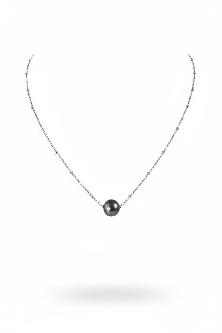 Collier Perle Noire sur Chaîne Perlée – Style Tahitien | Luxuria Style