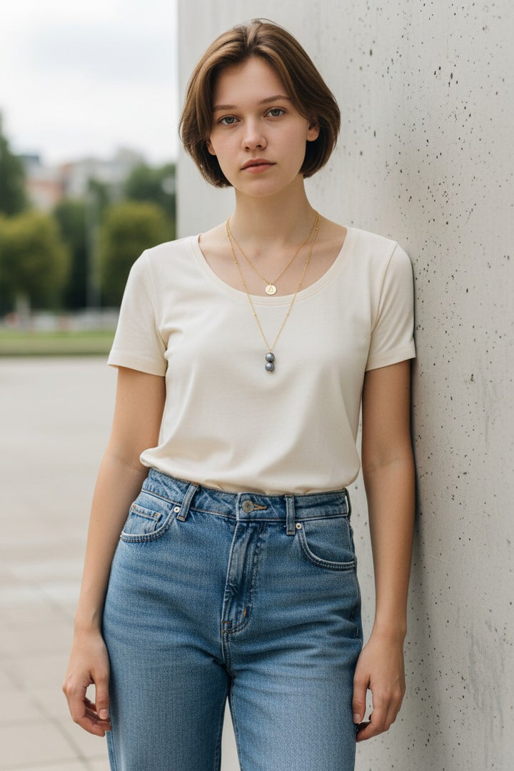 Collier personnalisé double chaîne Signe astrologique & Perles de Tahiti