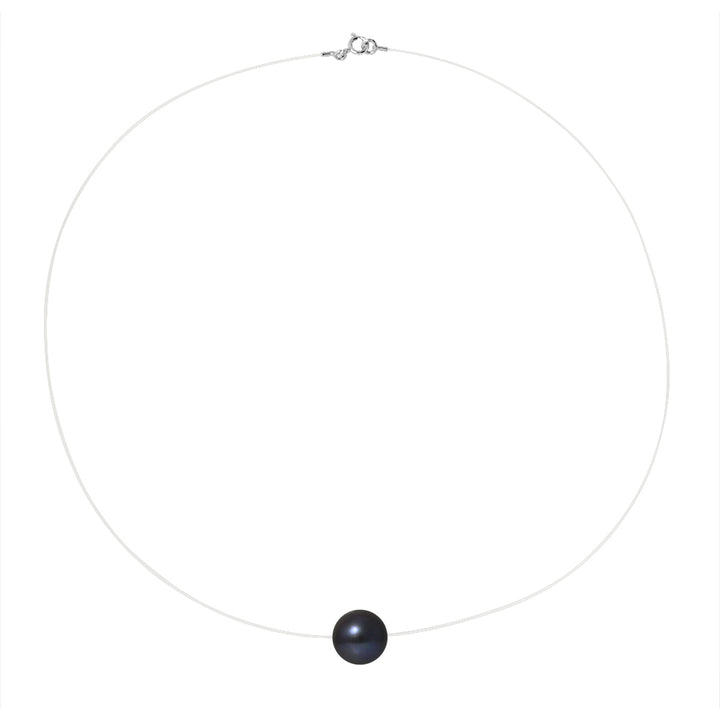 Collier avec perle de Culture d'Eau Douce noir - Diamètre 9-10 mm