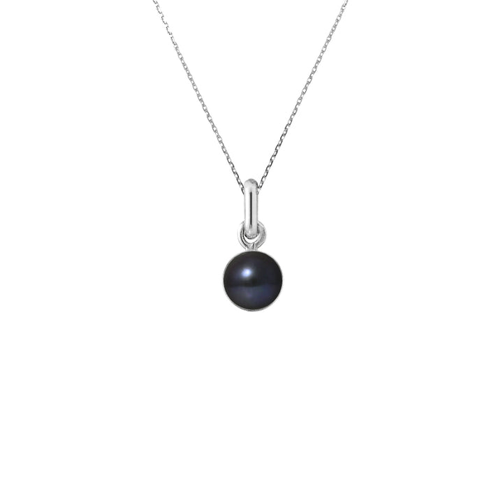 Collier avec perle de Culture d'Eau Douce noir - Diamètre 6-7  mm