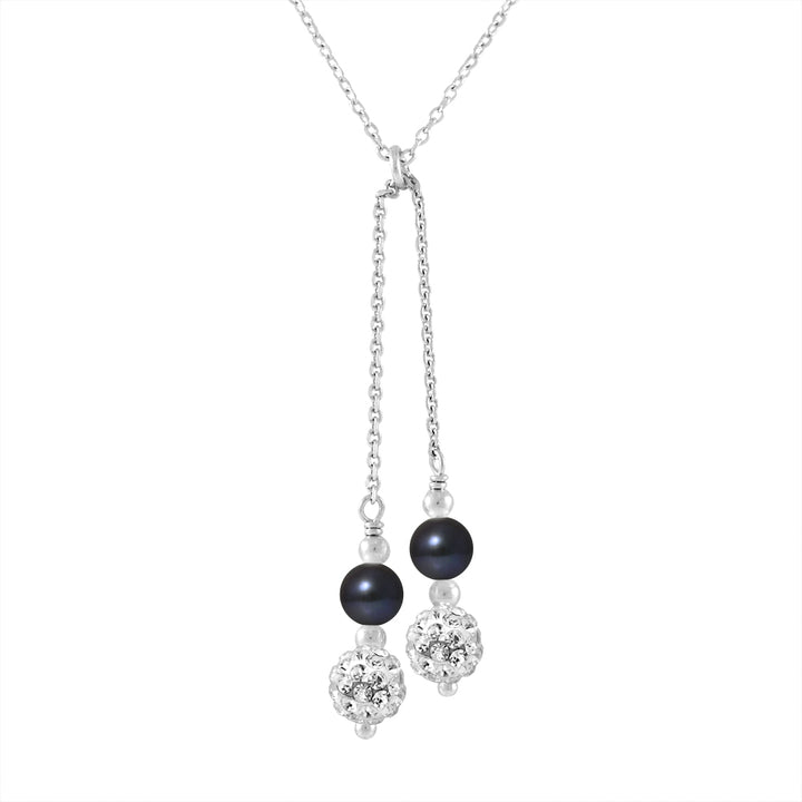 Collier DUO Perles de Culture d'Eau Douce noir- Diamètre 5-6 mm