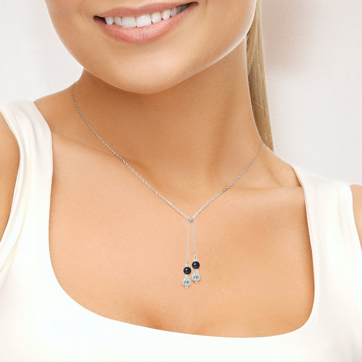 Collier DUO Perles de Culture d'Eau Douce noir- Diamètre 5-6 mm